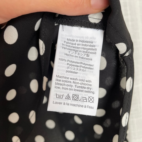 J.Crew Black & White Polka Dot Sheer Button Down Blouse Size M - Picture 5 of 8